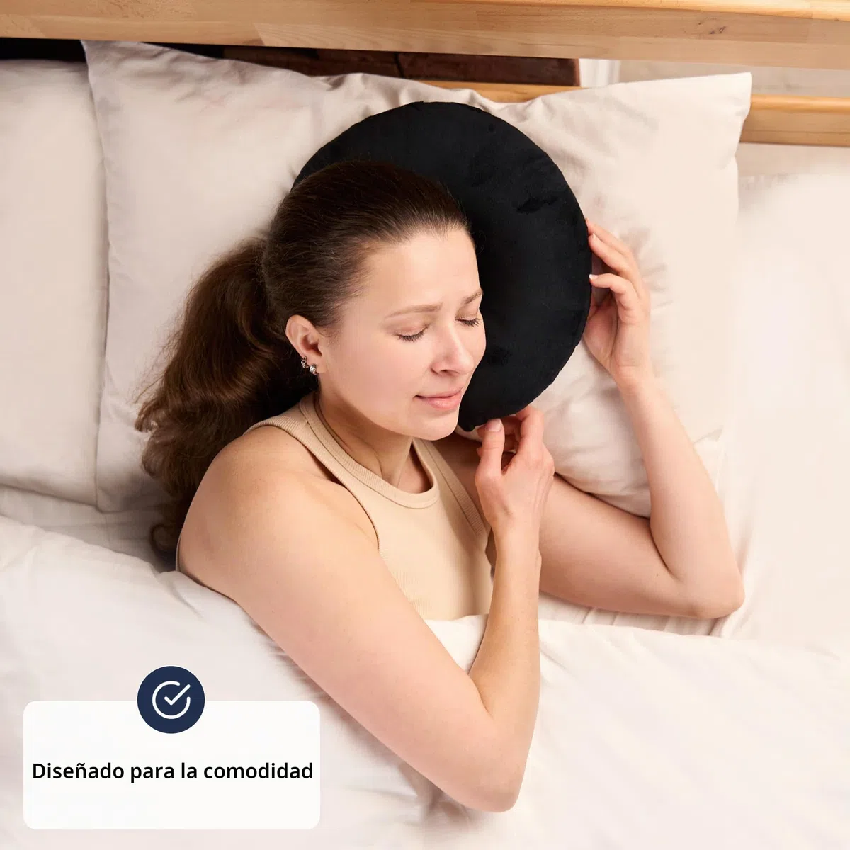 ODOXIA Almohada para Piercing Oreja | Almohada con Agujero para la Oreja | Relleno Ajustable | para Dormir de Lado | Alivio del Dolor por CNH Donut Pillow (Black)