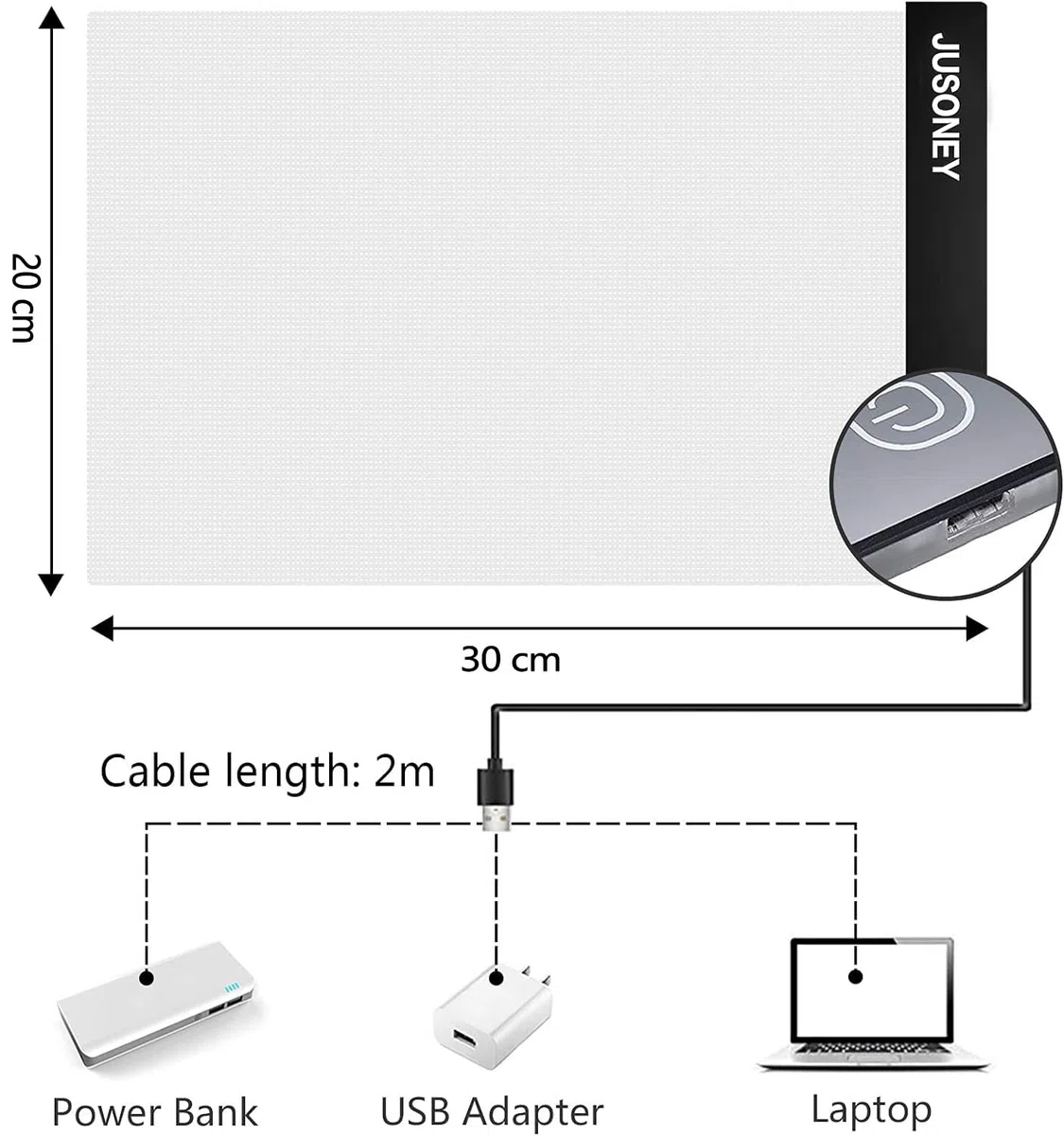 Mesa de Luz A4, accesorios para pintura con diamantes, mesa de luz con brillo ajustable, almohadilla de dibujo ultradelgada con cable USB y clips