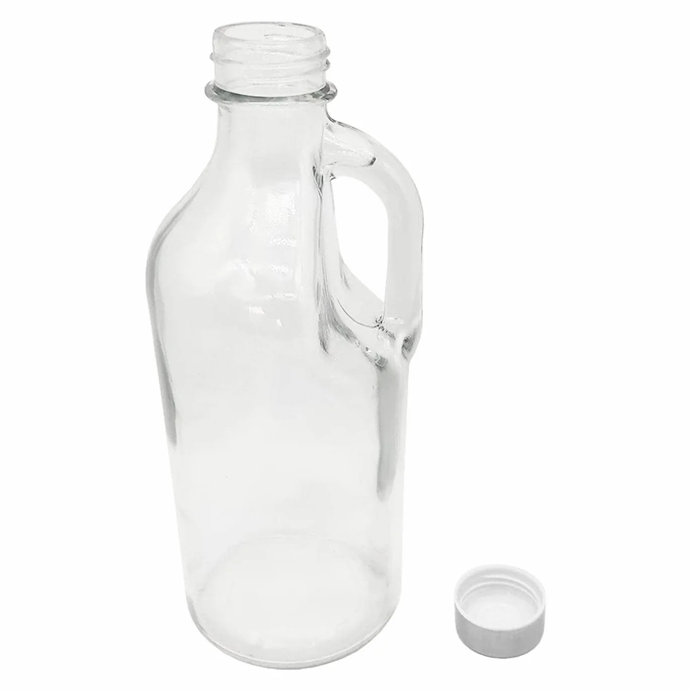 Acan Tradineur - Pack de 3 botellas de cristal con asa 1000 ml, tapa de rosca de plástico y metal, jarra dispensadora 24,7 x 9,5 cm para agua fría o caliente, bebidas, té helado