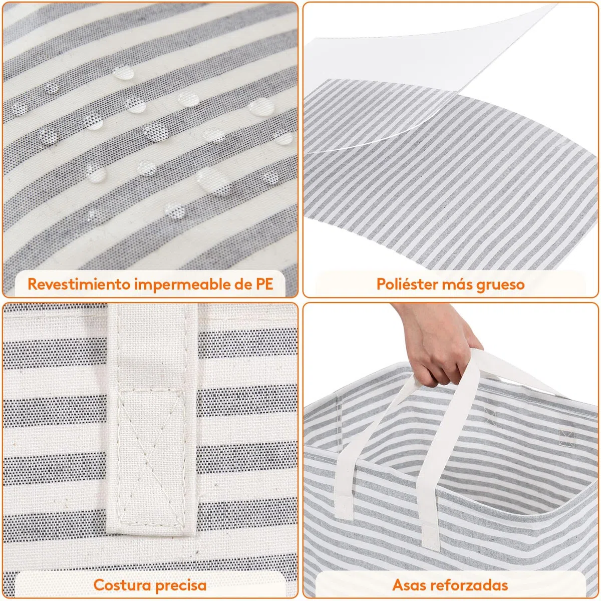 Lifewit Cesto Ropa Sucia, Cesta Ropa Sucia Impermeable con Asas Extendidas, Laundry Basket, Cubo Ropa Sucia Plegable, Bolsa Ropa Sucia para Baño, Dormitorio, Lavadero, 80L, Gris, Paquete de 2