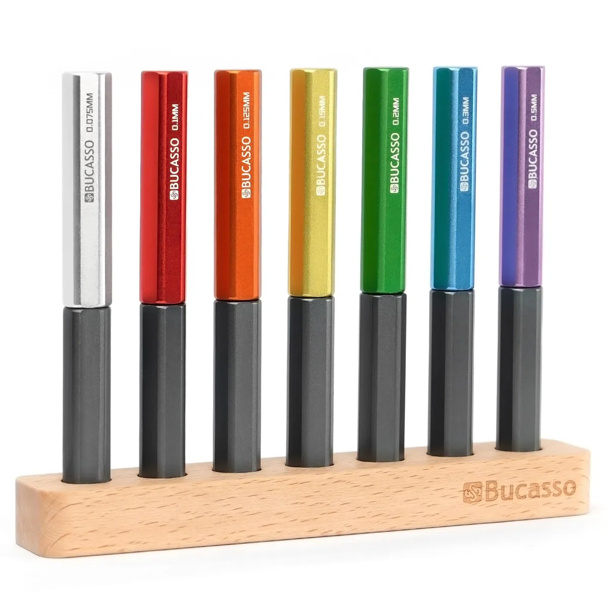 Modelo Scriber, 7-Piezas de acero de tungsteno cuchilla de trazado Set de herramientas 0.075/0.1/0.125/0.15/0.2/0.3/0.5mm, con soporte de madera para el modelado Hobby, Modelos de plástico