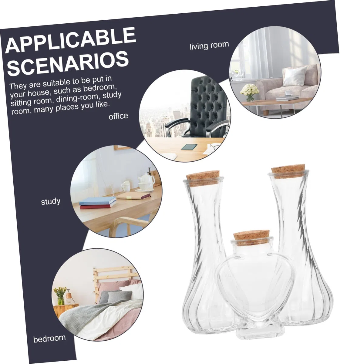TOPBATHY Kit Ritual Ceremonia Arena Boda 3 Recipientes de Vidrio Vacío y Mini Botellas Corcho para Decoración DIY Ligera y Elegante