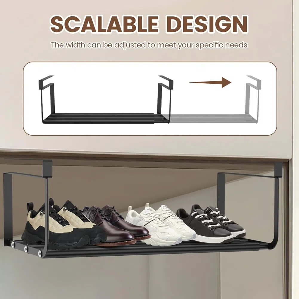 Zapatero Colgante Extensible, Zapatero Retráctil, Organizador para Colgar Debajo del Estante, Soporte Ajustable B