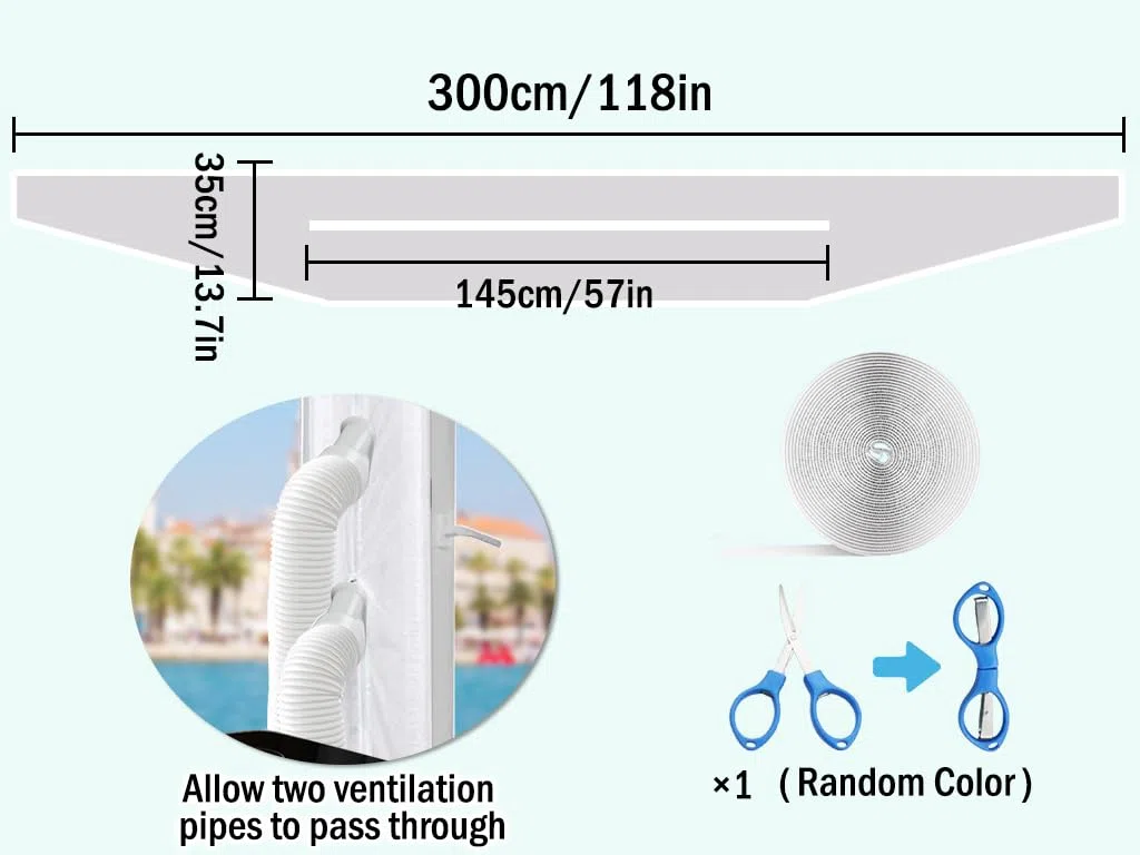300CM Kit Ventana Aire Acondicionado Portatil, Sello de Ventana Universal, Sellado de Ventanas del Acondicionador, Kit de Sellado para Ventana, para Acondicionadores de Aire (Blanco)