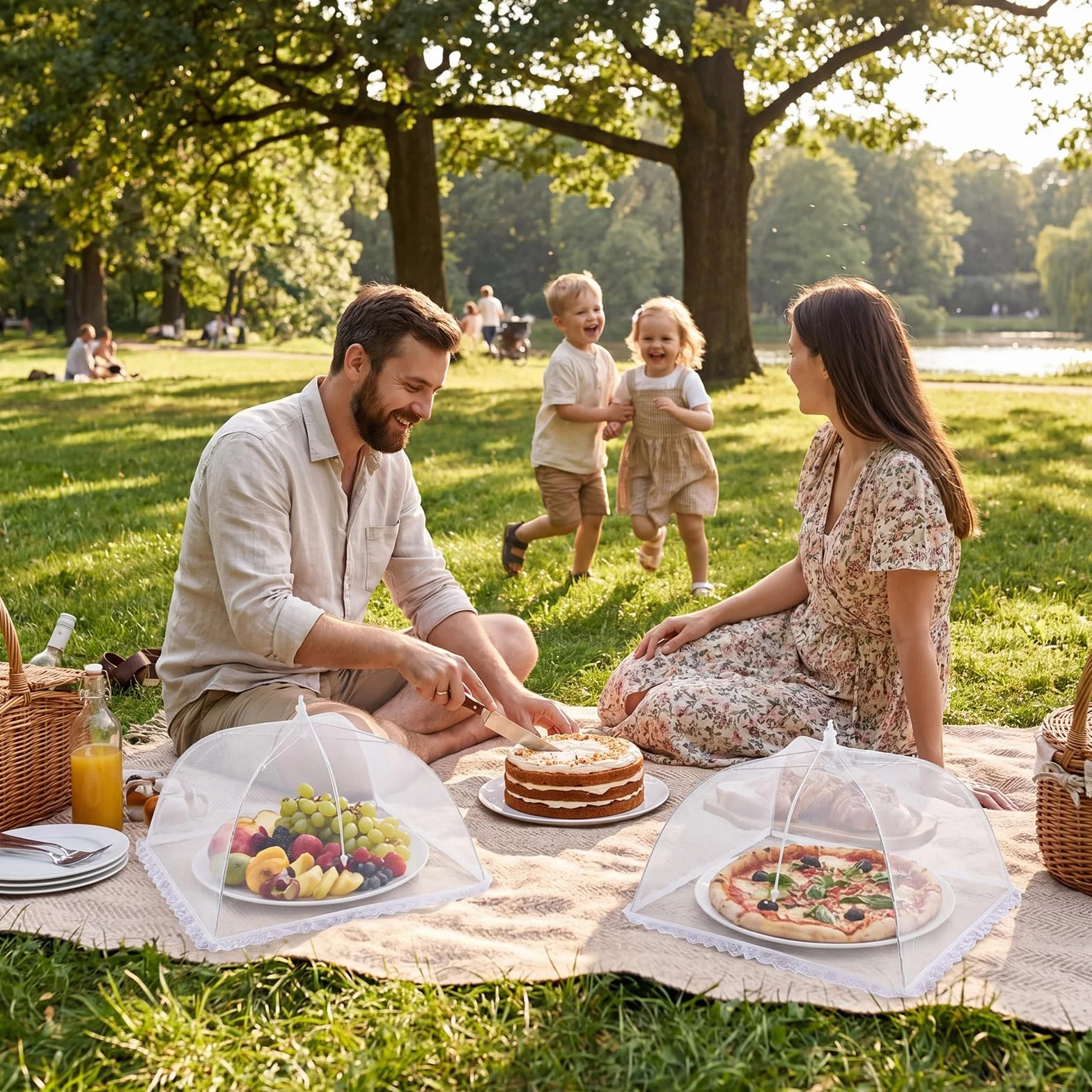 Homealexa 6PCS Campanas Plegables para Comida, Protección contra Moscas, para Comida, Fruta, Picnic, Barbacoa, Blanco, 1 Tamaño XL + 5 Estándar