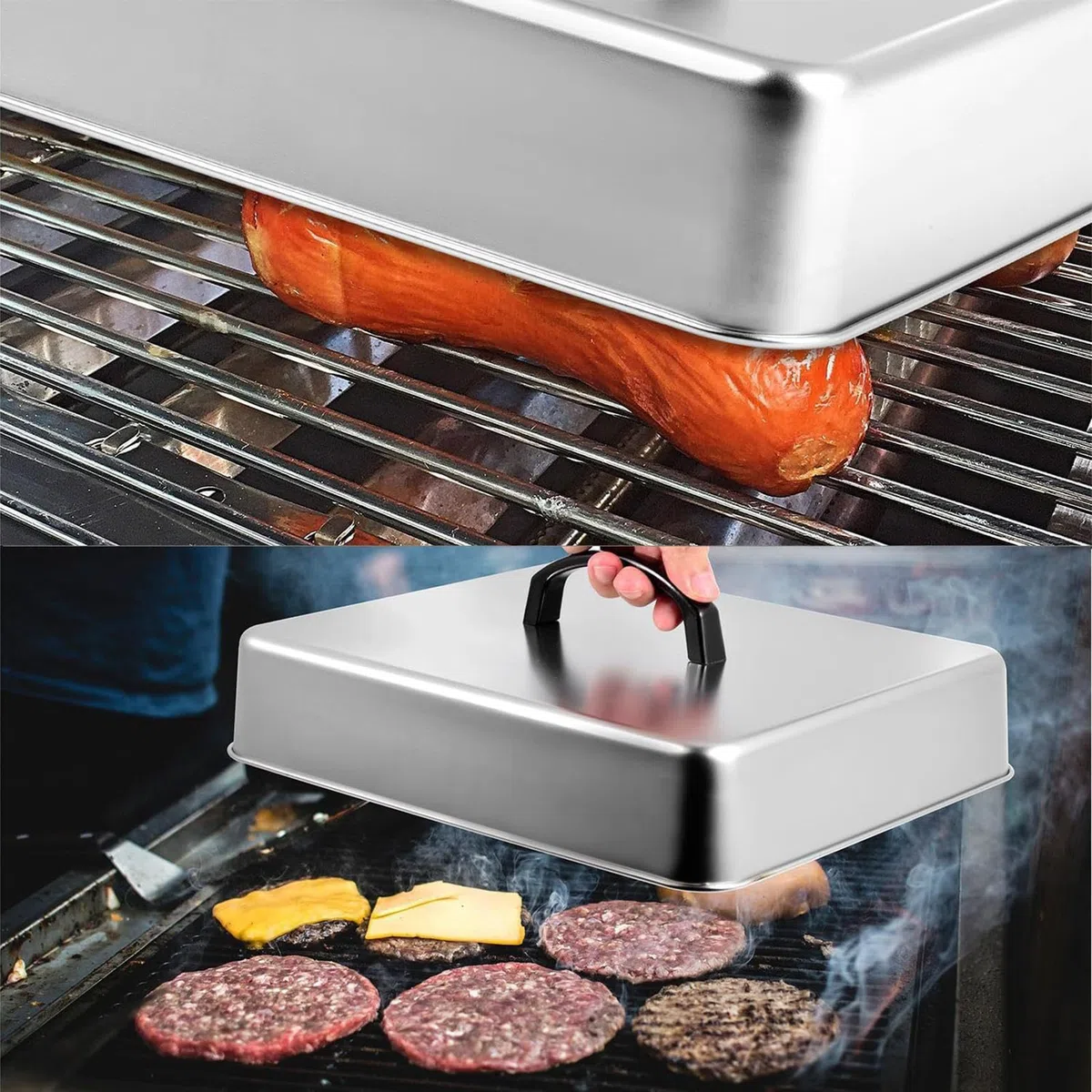 Campanas Fundidoras Cubreparrillas | Cubierta De Alimentos Rectangular para Parrillas,Tapa Multiusos para Barbacoa en Interiores y Exteriores