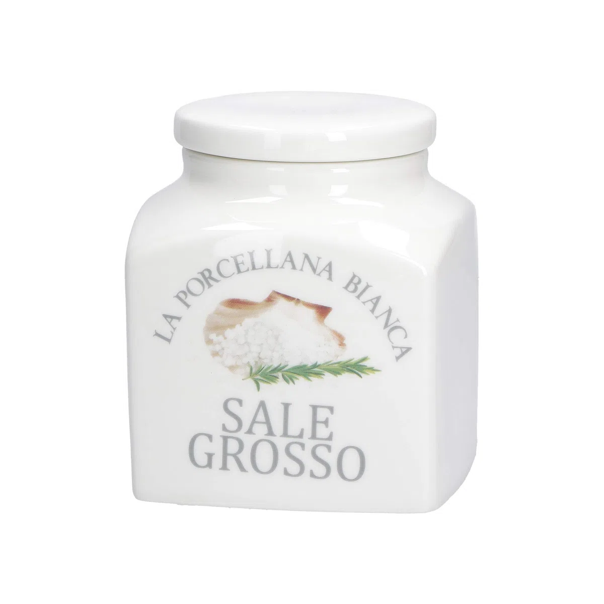 LA PORCELLANA BIANCA - Contenedor Cubierto Deco Rock Salt, Nylon/A - Conserva, Tarros y Contenedores - Tarros de Cocina - Porcelana - 1100 CC; 12x12xh13,5 cm
