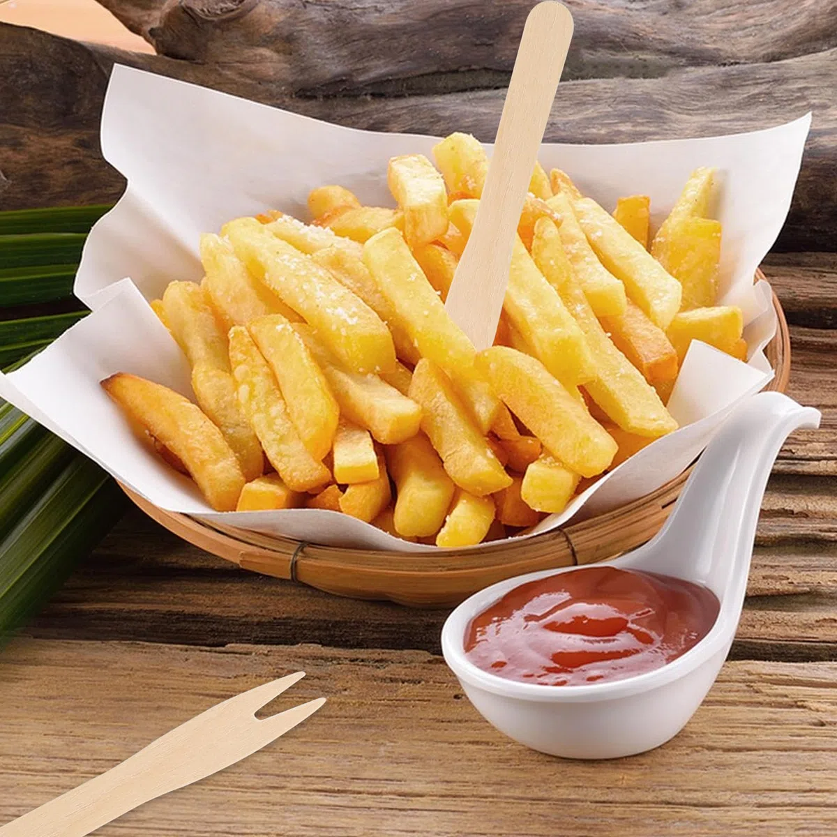 200 Piezas Tenedores de Patatas Fritas, 85mm Tenedores de Madera, Tenedores de Patatas Fritas de Madera Tenedores Pequeños Cubiertos de Madera para Fiestas Camping Pícnic Restaurantes