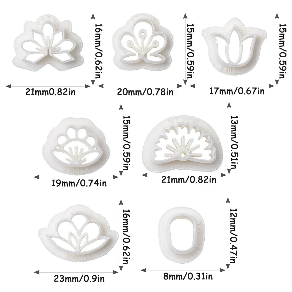 7 PCS Cortadores de Aretes de Arcilla Cortadores de Arcilla Polimérica Aretes de Arcilla Pendientes Troqueles Polymer Clay Cutters para Pendientes y Otras Artesanías (Forma de la flor)