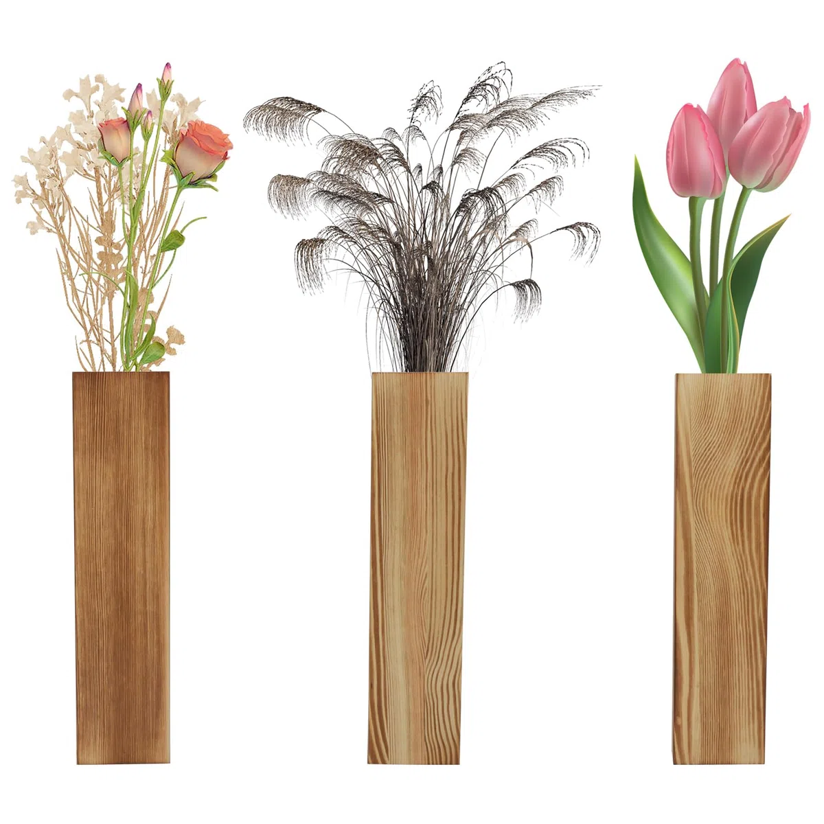 HENGBIRD Jarrones de Pared de Madera Modernos para Plantas Interiores, Decoración del Hogar, 2,5 x 5,6 x 29,5 cm