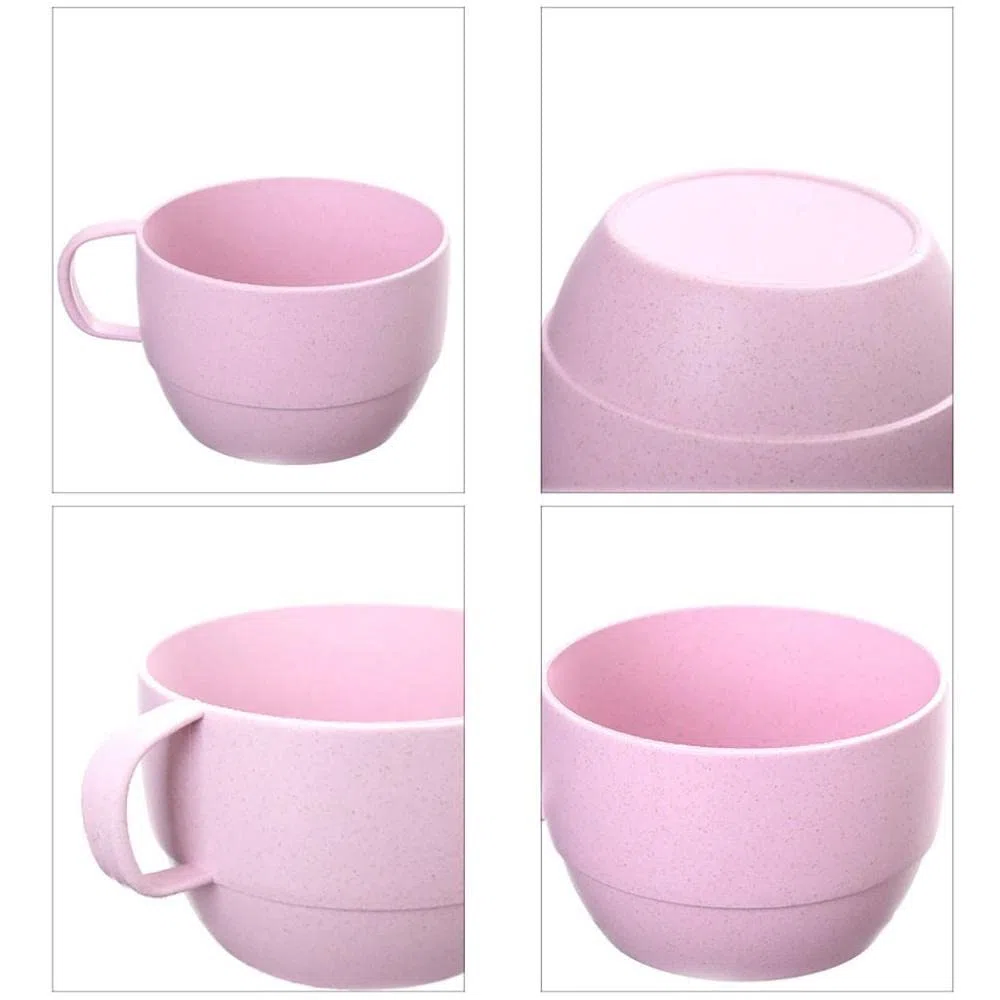 Taza de leche ligera de estilo europeo, boca ancha, taza de desayuno simple taza de beber de fondo plano (color: rosa)