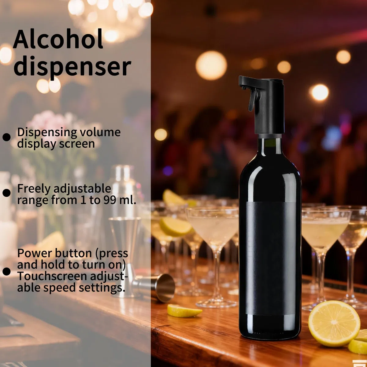 Vertedor Aireador De Vino Eléctrico | Dispensador De Vino Eléctrico | Cuatro Modos Preestablecidos, Diseño De Pantalla LED Táctil, Adecuado Para Reuniones Familiares, Cenas, Viajes Y Otros, Regalo