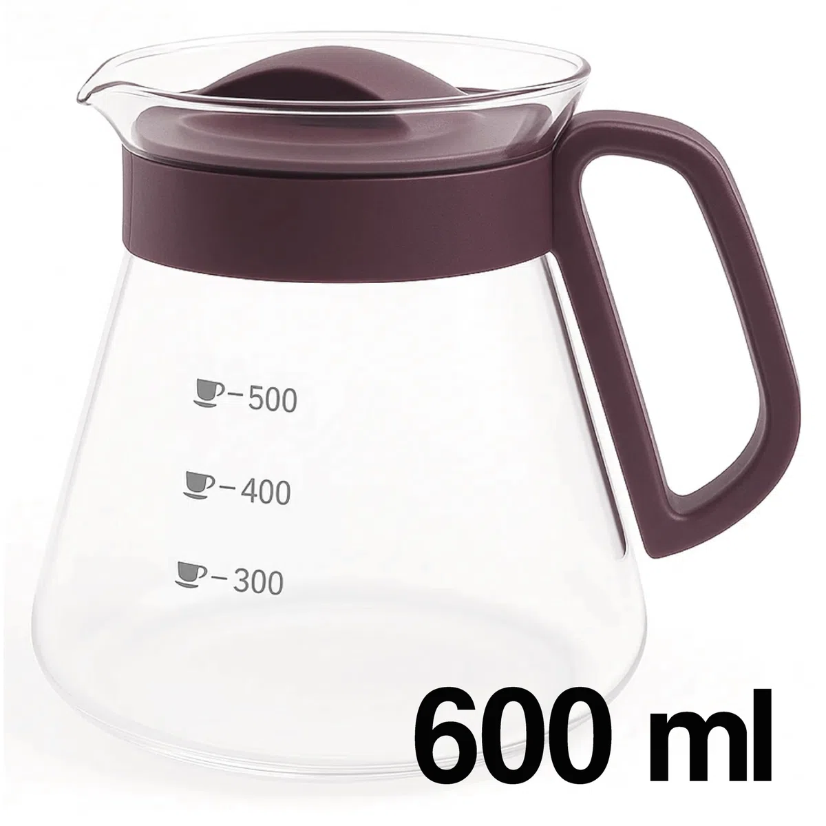MGE - Jarra de Cristal Pequeña Apta para Microondas - Tetera Térmica - Con Tapa para Leche Melita - Vidrio - para Café, Leche y Té - 600 mL