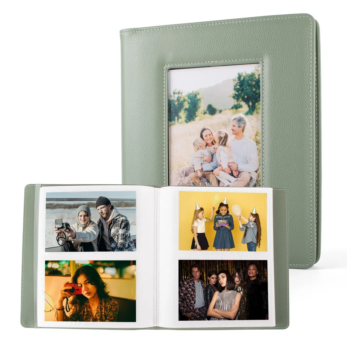 MUZIRI KINOKOO Álbum de fotos de tapa dura con 160 bolsillos para fotos de 4 x 6 pulgadas, piel sintética, gran capacidad, para fotos de 6 pulgadas, álbum de fotos conmemorativo de boda, aniversario