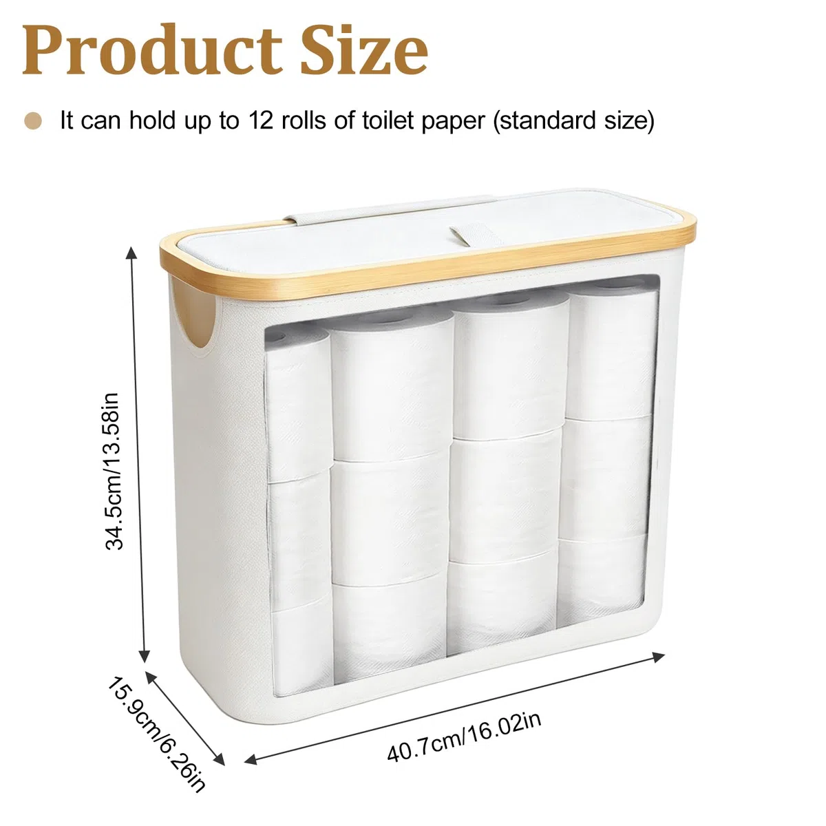 23L Cesta de Almacenamiento de Papel higiénico con Tapa para 12 Rollos Beige Organizador Papel Higienico Impermeable e Plegable Organizador Baño