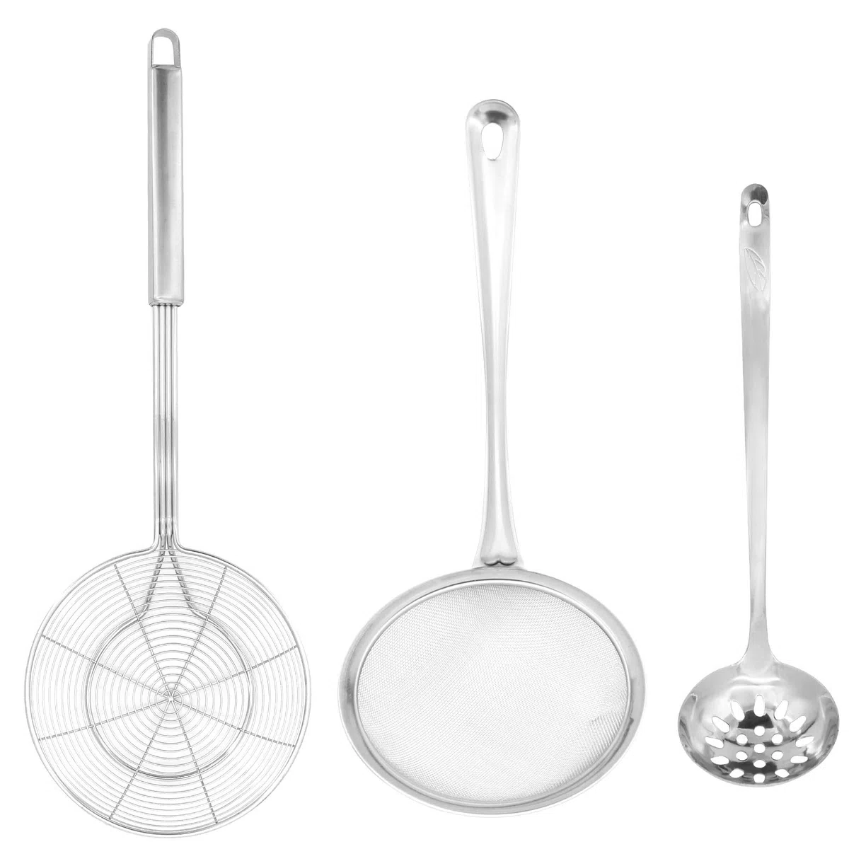 Espumadera de colador, Juego de Espumadera de Acero Inoxidable 304, Cuchara colador Cuchara ranurada para Cocina fre¨ªr Comida Fideos Pasta Espagueti Chips