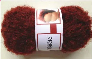 Cabello de muñeca Mohair caoba 50 g, 64% mohair, 27% lana, 9% poliamida.