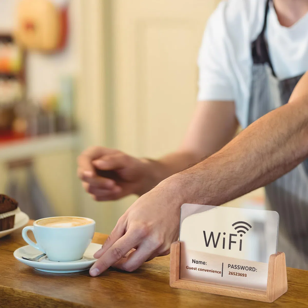 Mobestech Cartel de WiFi Soporte de Letrero de Contraseña WiFi para Negocios Señal de Acceso para Invitados