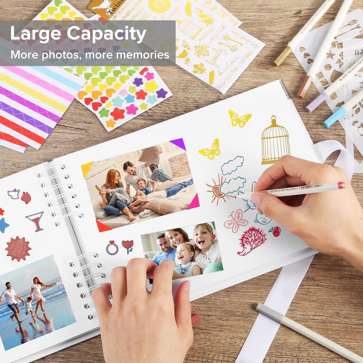 Álbum de fotos DIY, álbum de recortes blanco de 80 páginas, adecuado para insertar, equipado con pegatinas y otros accesorios, se puede utilizar como regalo conmemorativo, regalo de San