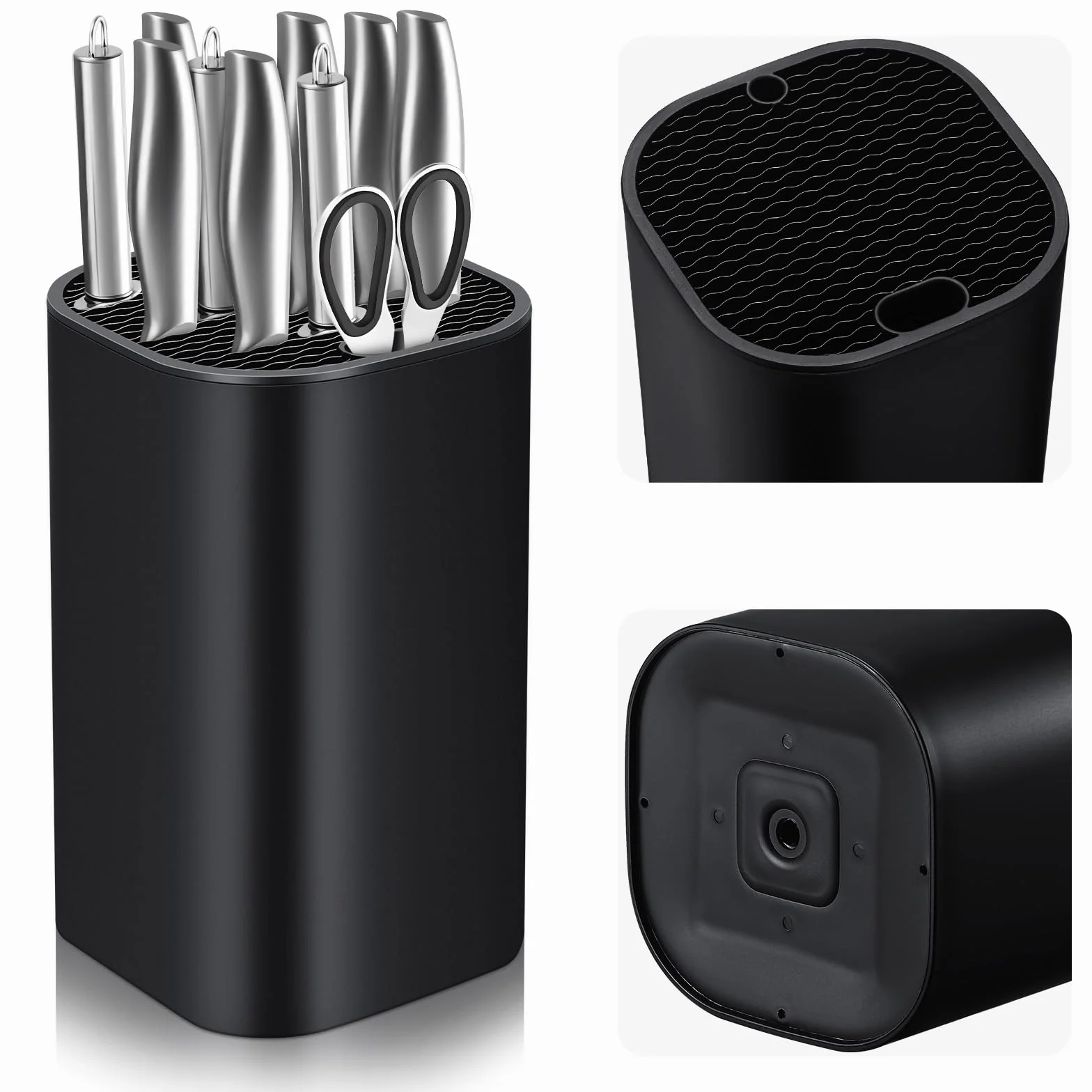 Soporte Cuchillos Cocina, Bloque para Cuchillos sin Cuchillos, Universal 21 Ranuras Desagüe Extraíble
