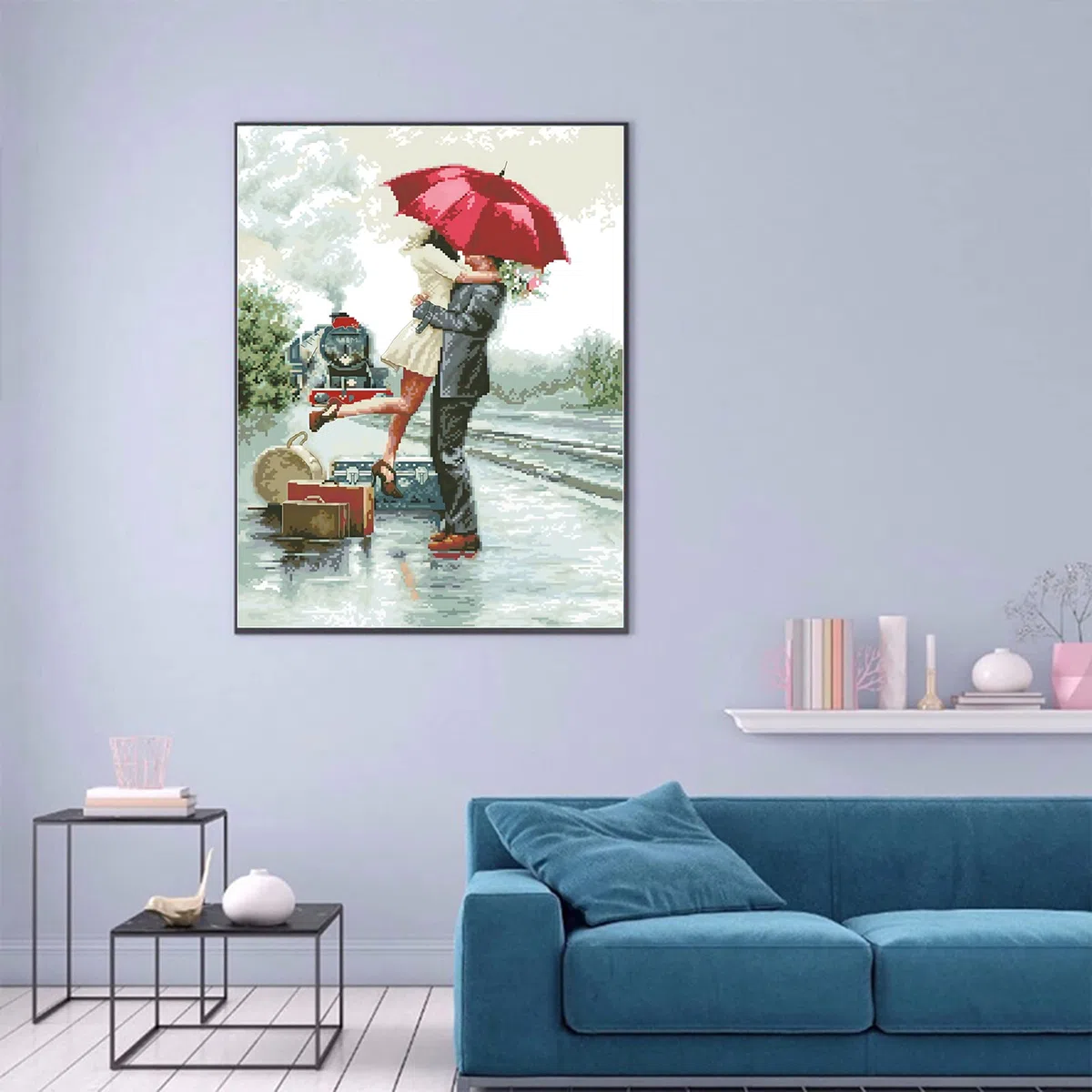 cukol cukol Kit Punto de Cruz con Hilos y Tela Impresa Completo 43x58 cm | Patrones de Pareja Romántica Cuadros 11, Esquemas de Bordado Principiantes, Manualidades DIY para Decoracion Hogar