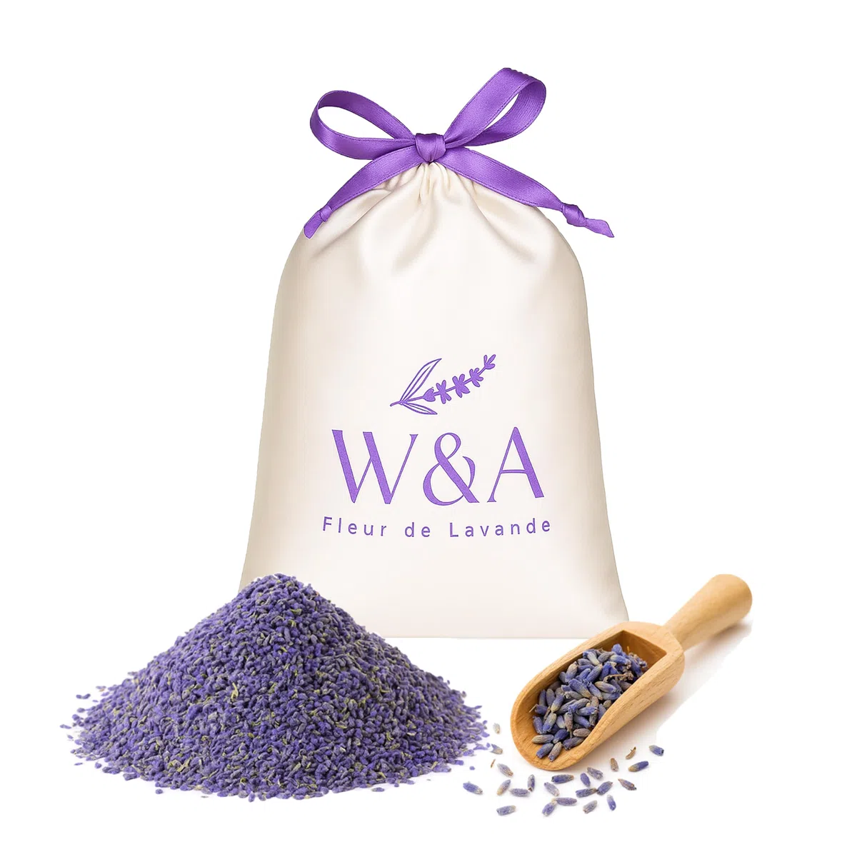 Flores secas de Lavanda a Granel para Armario, antipolillas. Gran bolsita perfumada de cogollos de Lavanda Pura y 100% Natural de Provenza, 200g, Elegante bolsita Made in France
