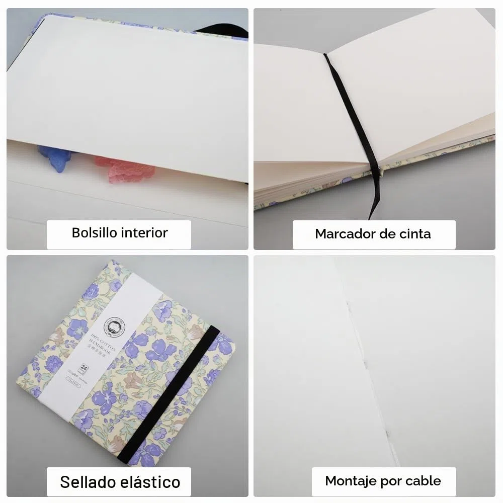 Mocrop 16x16cm Cuaderno Acuarela, Papel Acuarela 300gr Algodon 100%, 24 Hojas, Grano Fino, Sin Ácidos, Para Principiantes Y Artistas, Para Registra Momentos De Viaje
