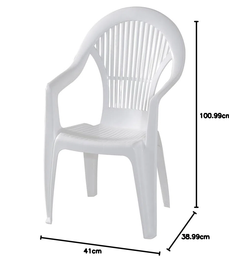 Fun Star Silla monobloque apilable con Respaldo Alto, Made in Italy, 58 x 56 x 94 cm, Color Blanco