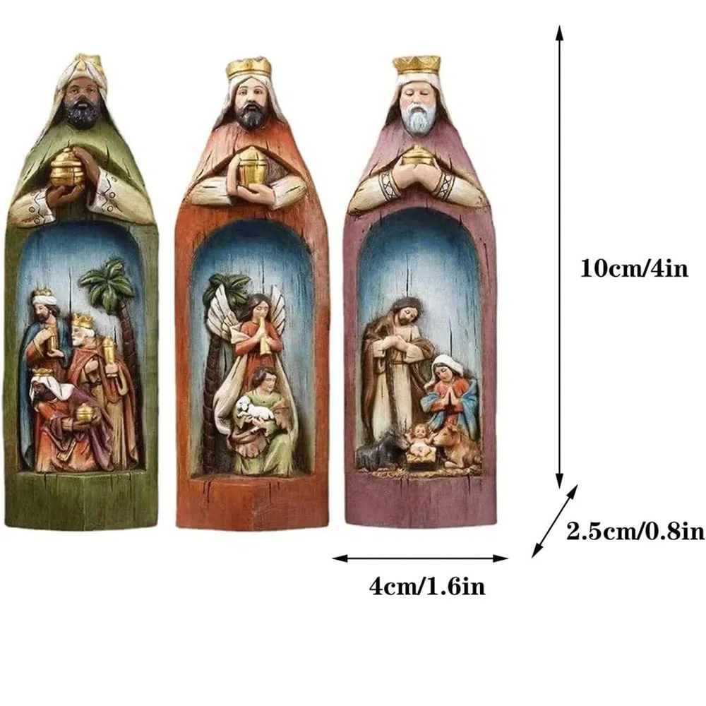 Set Belén Reyes Magos Decoración de Resina Pintada a Mano. para la decoración navideña del hogar