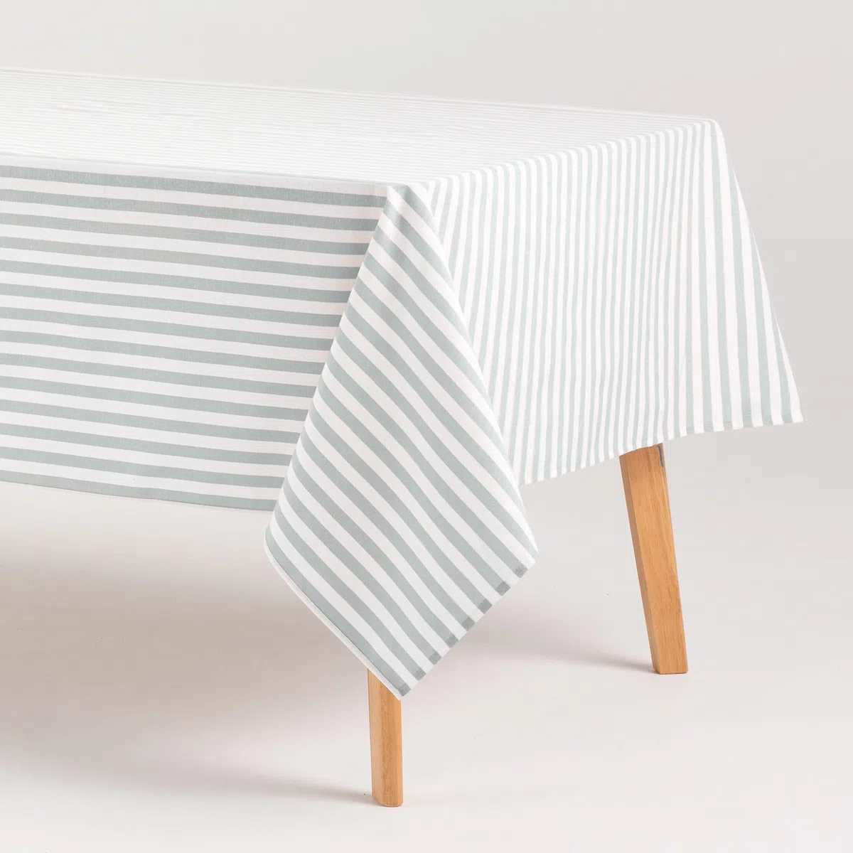 GAMUSI Mantel Antimanchas Rectangular Tela algodón Impermeable Rayas Agua Marina, 140x300 cm