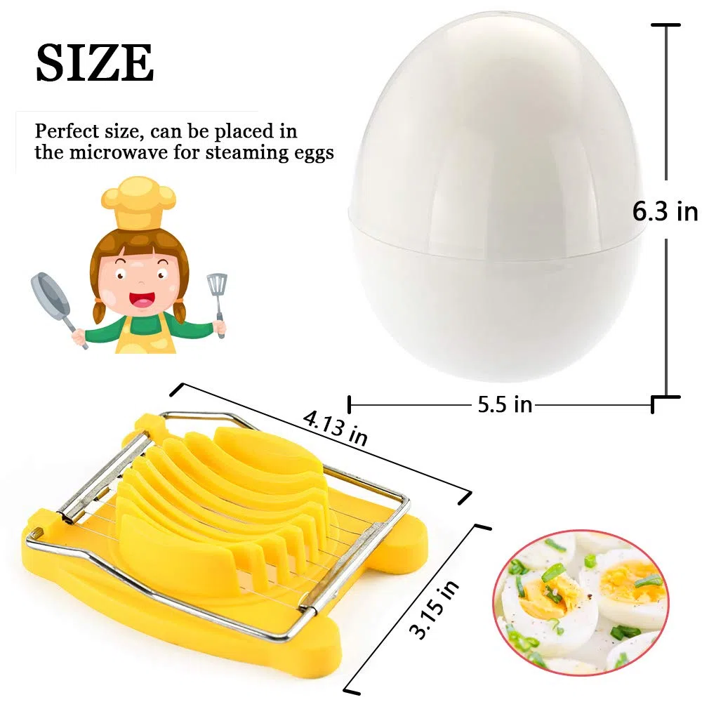 Cocedor Huevos Microondas, Cuece Huevos para Microondas, 1 Cocer Huevos Microondas y 1 Cortador de Huevos, Hervidor Huevos Microondas para 4, Huevo Cocido Microondas, Microwave Egg Boiler
