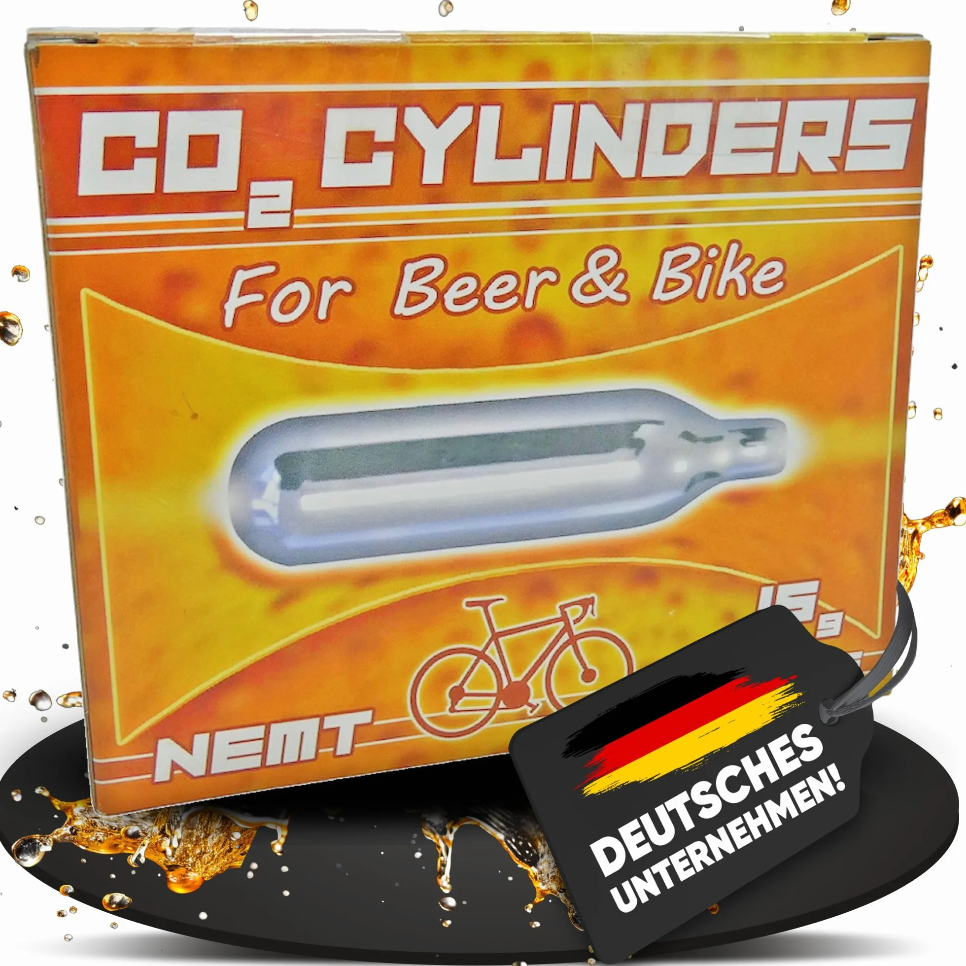 NEMT 10 cápsulas de Cerveza Co2 de 16 g y cápsulas de Bicicleta para Todos los sifón de Cerveza con cápsulas gaseosas de 16 g sin Rosca, también Compatible con Bomba de Cartucho de CO2 para