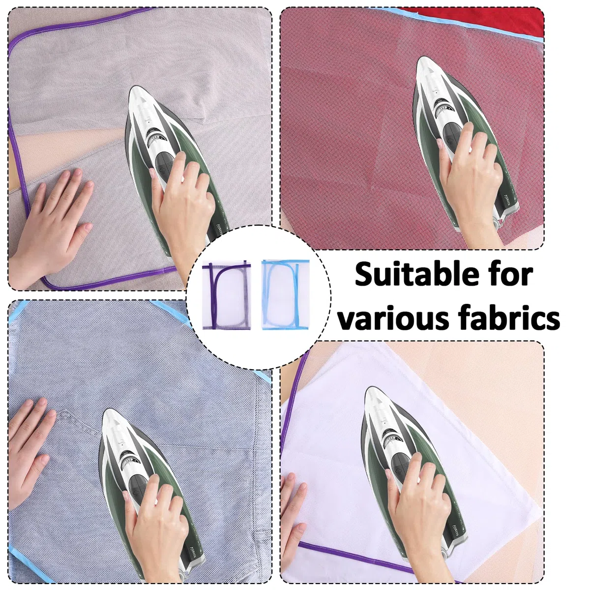Paquete de 2 paños de malla para planchar protectores, protector de planchado que ahorra quemaduras, paño de planchado para proteger la ropa, almohadilla de planchado para coser y planchar herramienta