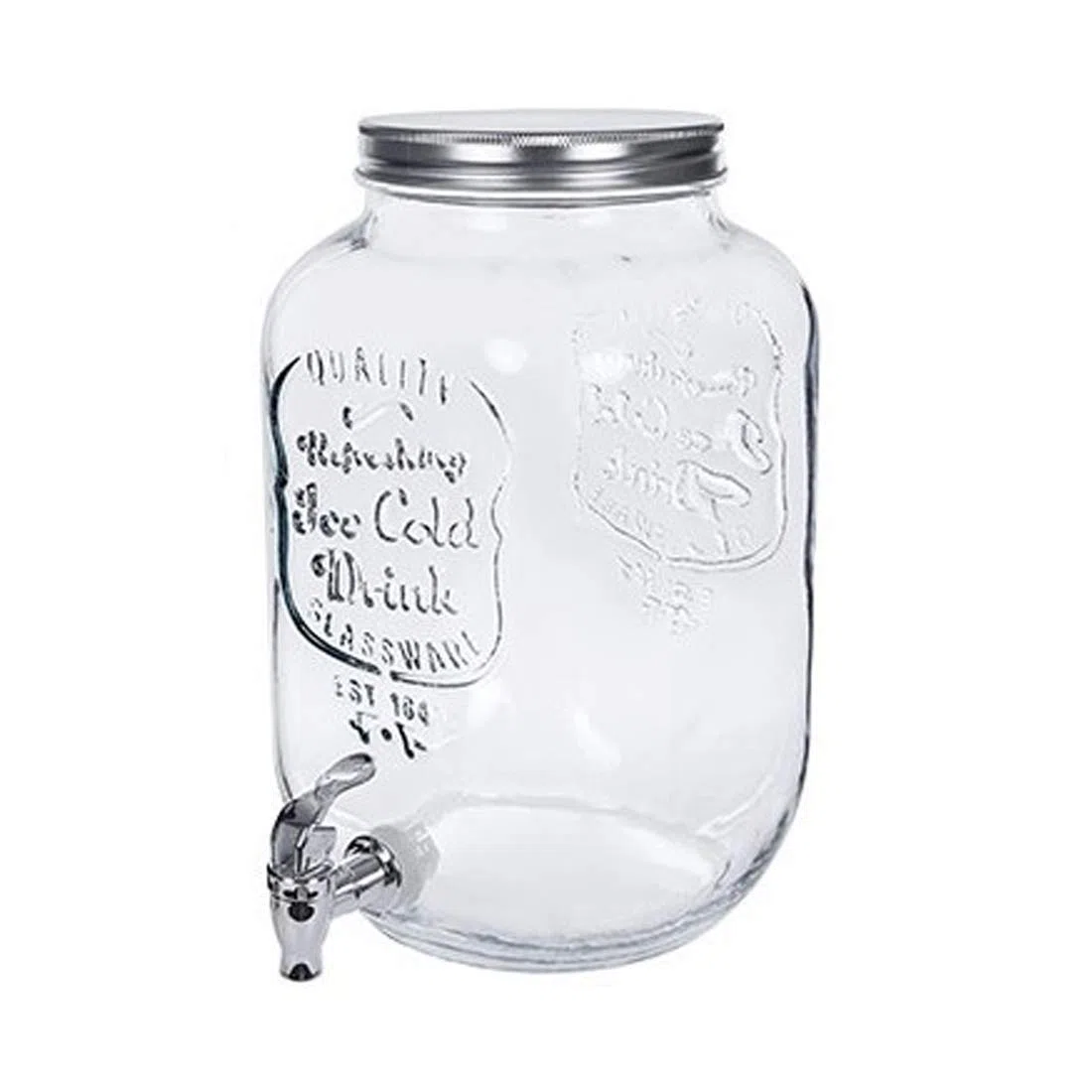 CM Fuente de agua de cristal de diseño con grifo de 8 litros, dispensador de bebidas para fiestas, cumpleaños, bodas o en casa