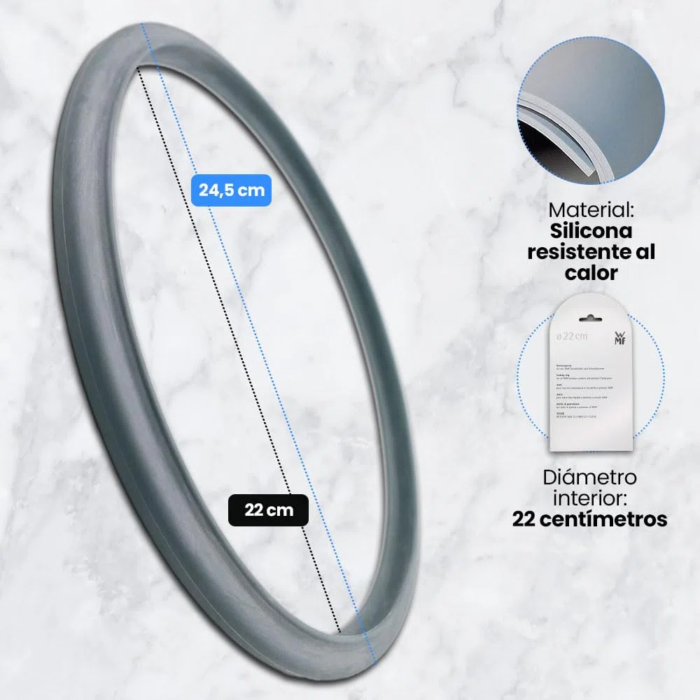 Anakel Home Repuesto Junta de Goma Olla WMF Perfect 60.6856.9990 Compatible con Tapa de Olla WMF Perfect Plus y Perfect, Silicona, para Ollas de 22cm de diámetro