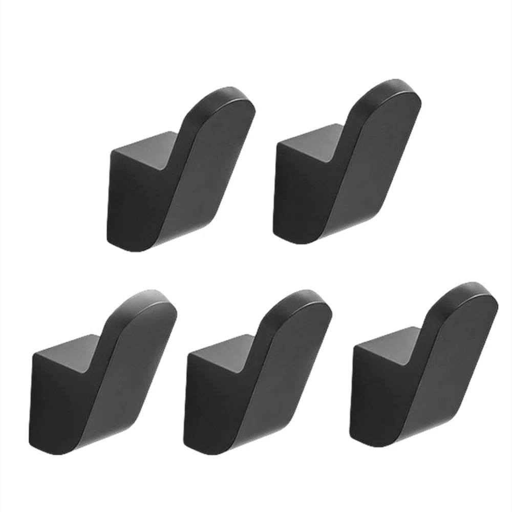 Cepillo Gancho único dorado Gancho para abrigos de latón macizo Gancho trasero para puerta Ganchos para baño y cocina Toallero negro, 5 piezas negro