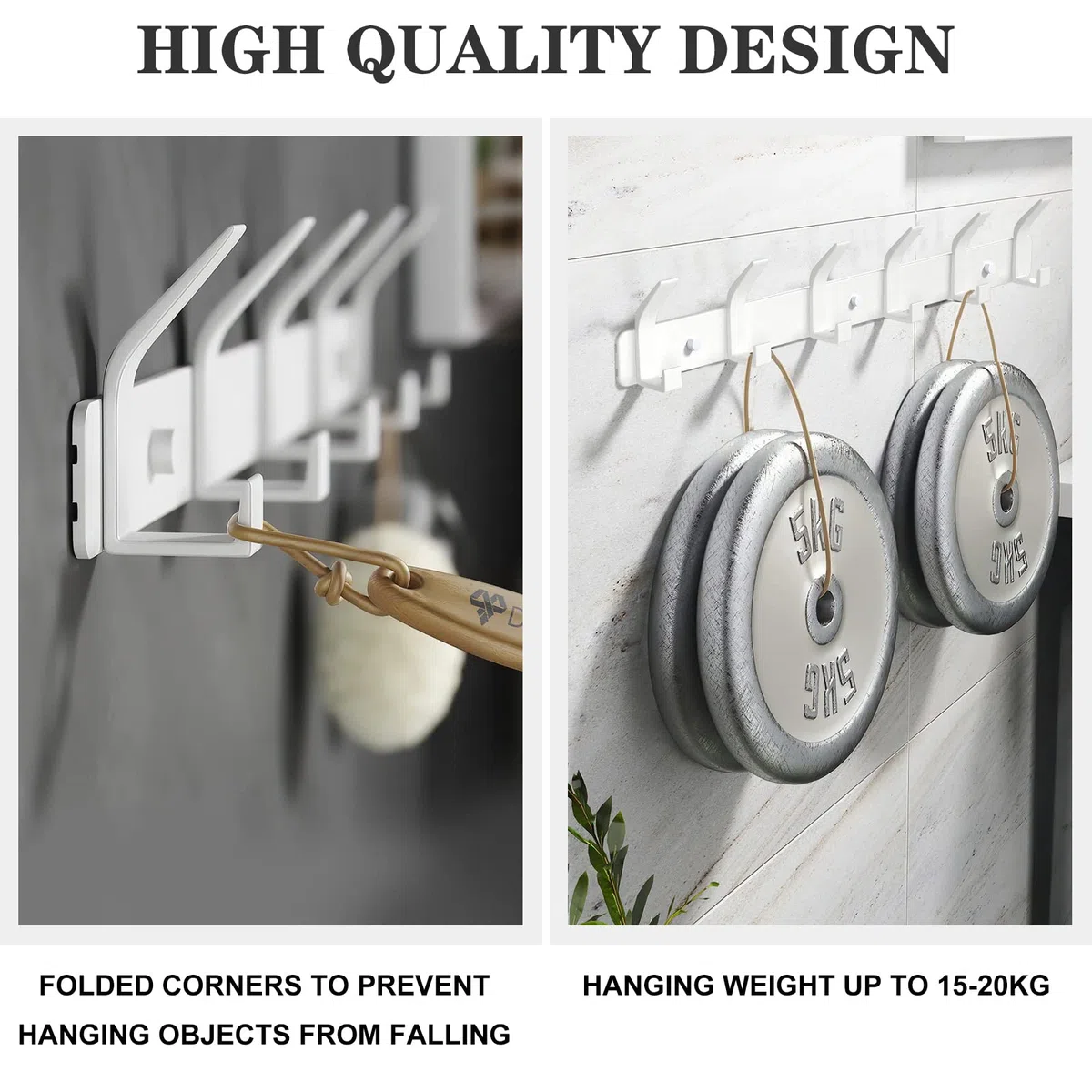 Perchero Pared Blanco Perchero Puerta Con 6 Ganchos Para Colgar Abrigos, Sombreros, Ropa, Bufandas