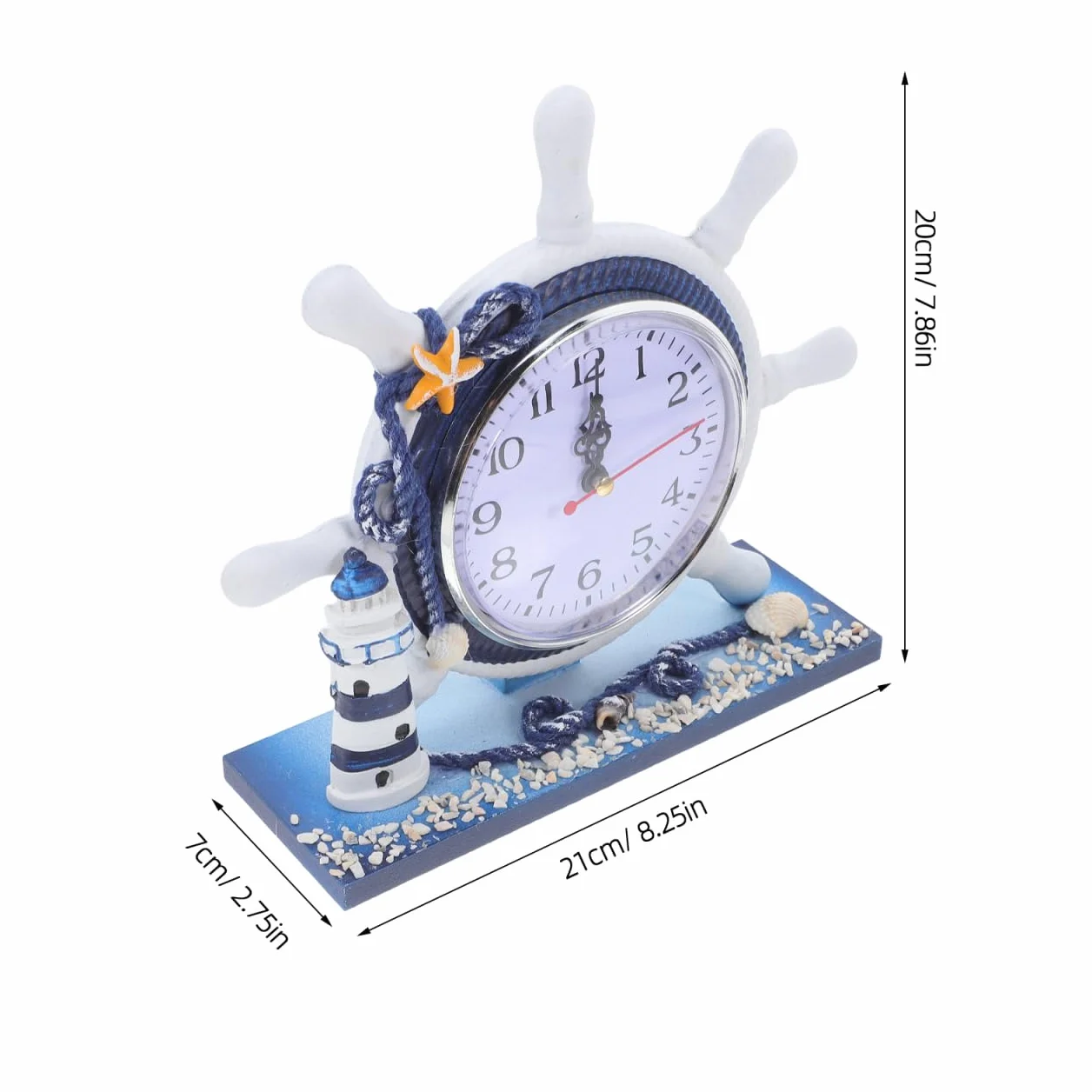 Garneck 1 reloj de oficina para hombre, decoración de oficina, faro, adorno de resina, reloj de oficina, retro, reloj de mesita de noche, reloj silencioso, decoración de salón, reloj de estilo