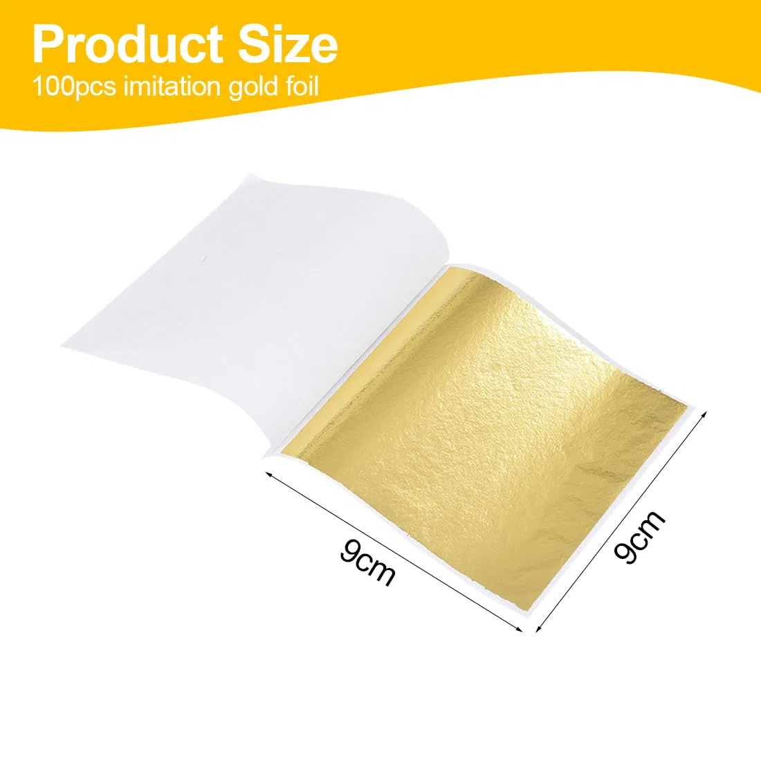 100 Hojas Pan de Oro de Imitación,Lámina Dorada para Dorado,Manualidades,Papel Foil para Proyectos de Artes y Decoración de Muebles (9 x 9 cm) (Dorado)