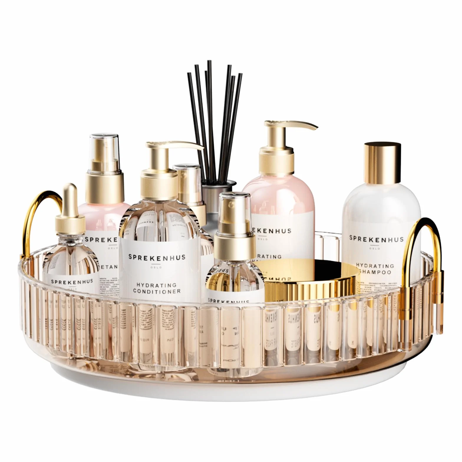 MOACC Organizador de Maquillaje Giratorio de 360°, Organizador de Cosméticos, Organizador Perfume, Organizador del Cuidado de la Piel de Alta Capacidad de Baño, 1 Capa, Ambar