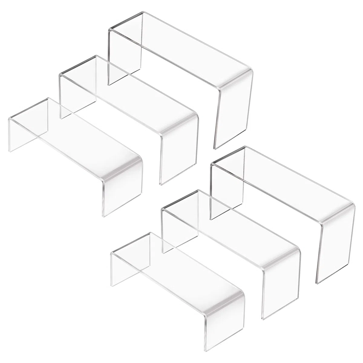 CECOLIC Soporte de exhibición de acrílico Riser Clear Small Acrylic Decorator Stand Shelf for Figures Pops, Jewelry, Cupcake, Postre - 2 Juegos