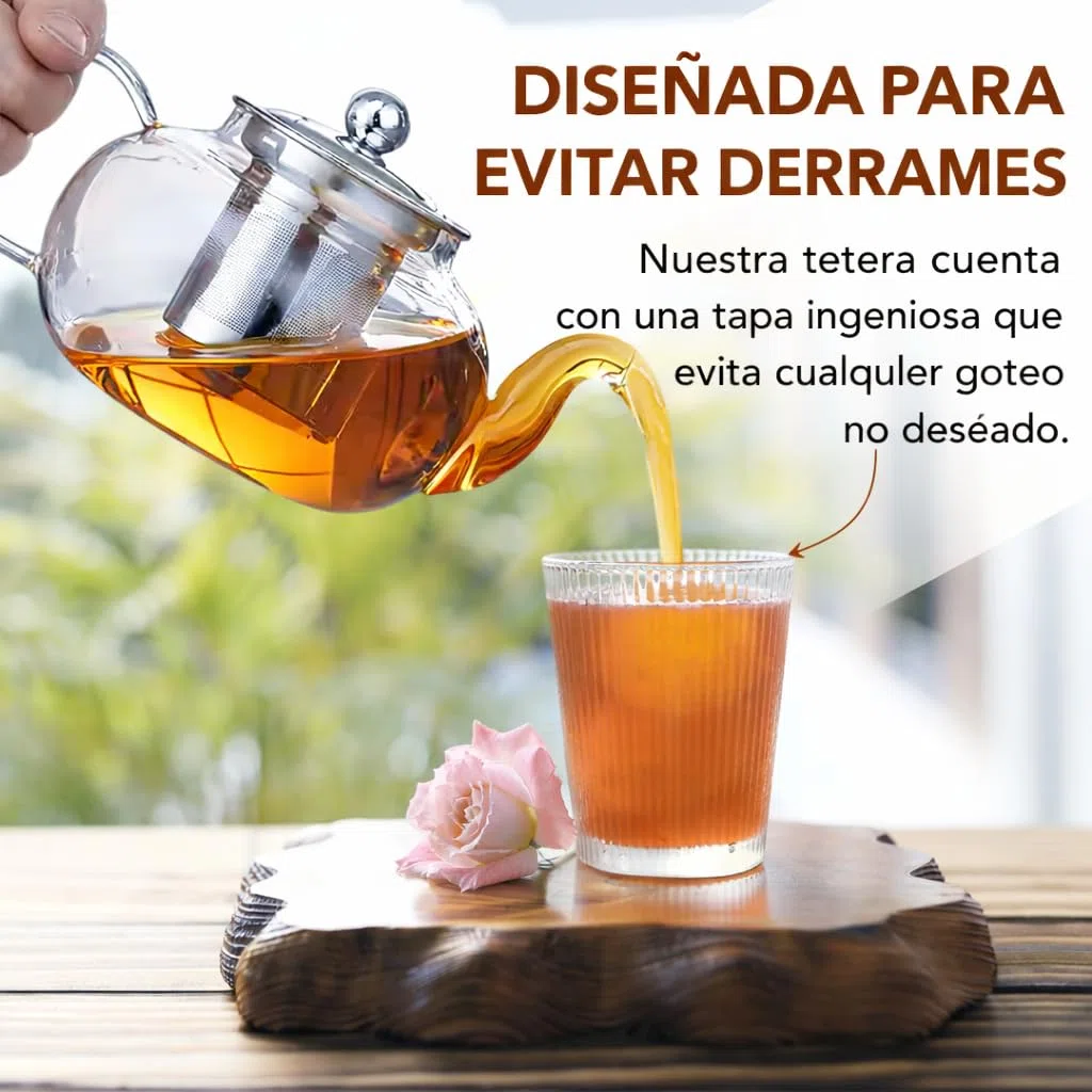 Tetera de vidrio de borosilicato - Hervidor de té - Teteras con infusor extraíble - 800ml