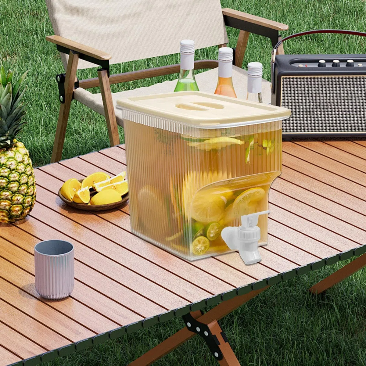 Dispensador De Bebidas - Robusto Contenedor De Vidrio, Transparente Portátil | Fiestas Picnic Un Gran Dispensador De Bebidas Con Tapa Para Limonada, Té Lacado, Cócteles Al Aire Libre O