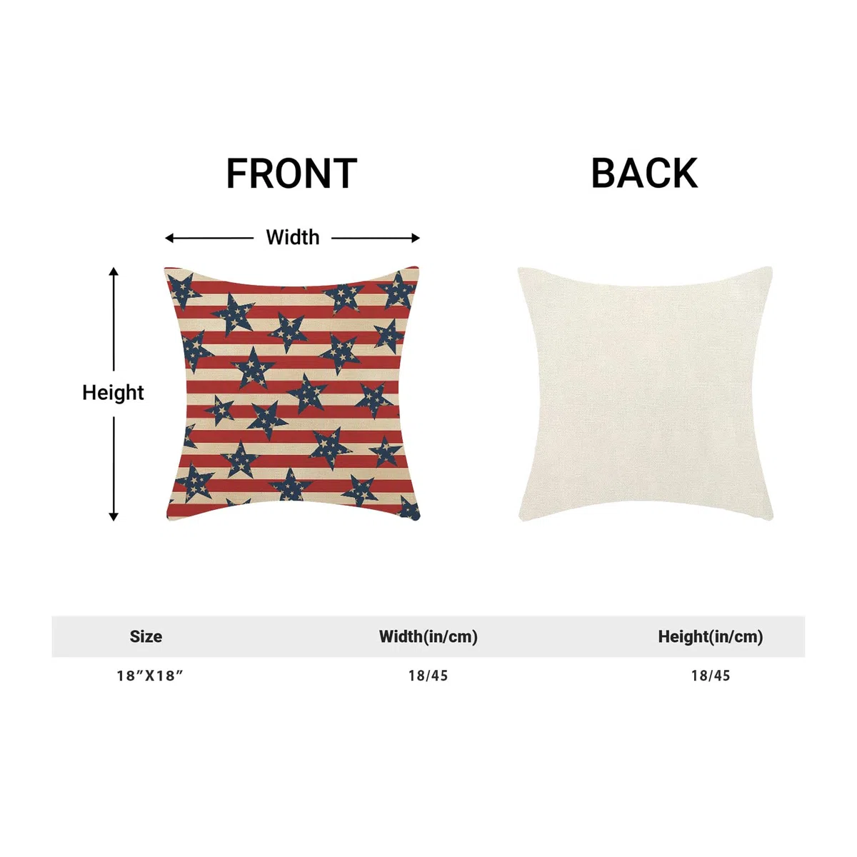 Fundas de almohada del 4 de julio, 18 x 18 pulgadas, paquete de 2 fundas de almohada de rayas y estrellas del Día de la Independencia, decoración de verano, funda de almohada patriótica para el
