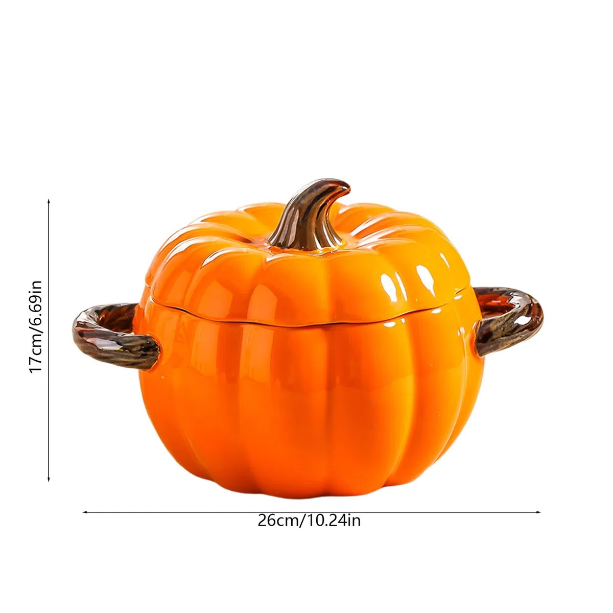 Olla de cerámica de calabaza, lindo cuenco de calabaza de cerámica,Cacerola de calabaza de cerámica antiadherente con tapa, vajilla de calabaza de porcelana para cocina, vajilla de agradecimiento de