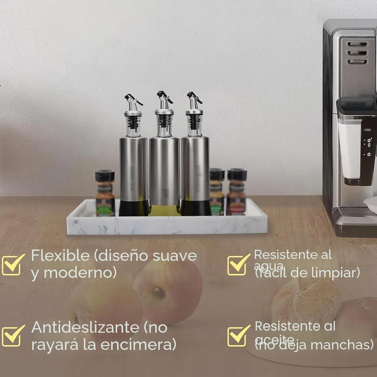 2 Piezas Bandeja de baño de Silicona - Elegante Efecto mármol, 20 x 10 cm Bandeja Rectangular, Bonita y fácil de Limpiar