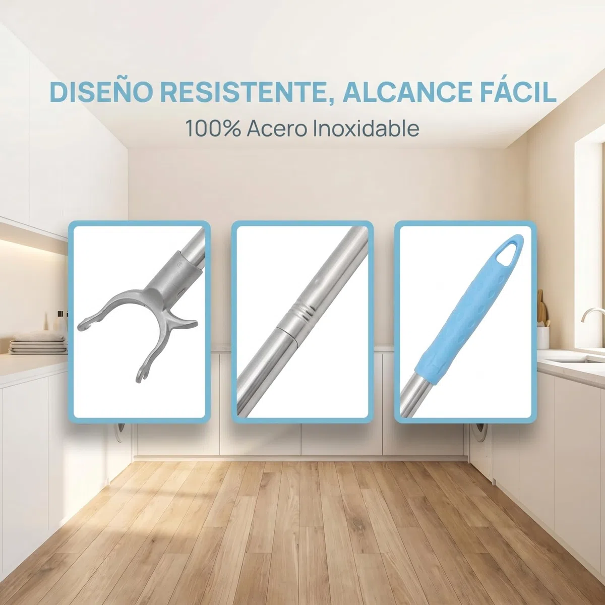 iplusmile Varilla Extensible de Acero Inoxidable para Ropa con Gancho Barra Resistente para Colgar Prendas Armarios Altos Estantes Superiores y Facilitar el Colgado el Hogar