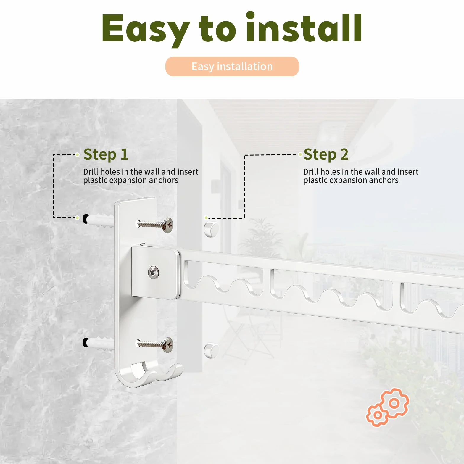Tendedero Pared Plegable, Percheros Pared Percheros de Pared Acero Inoxidable Plegable Impermeable Antihumedad Ahorra Espacio, Perchero para Lavandería Balcón Dormitorio Baño, Blanco
