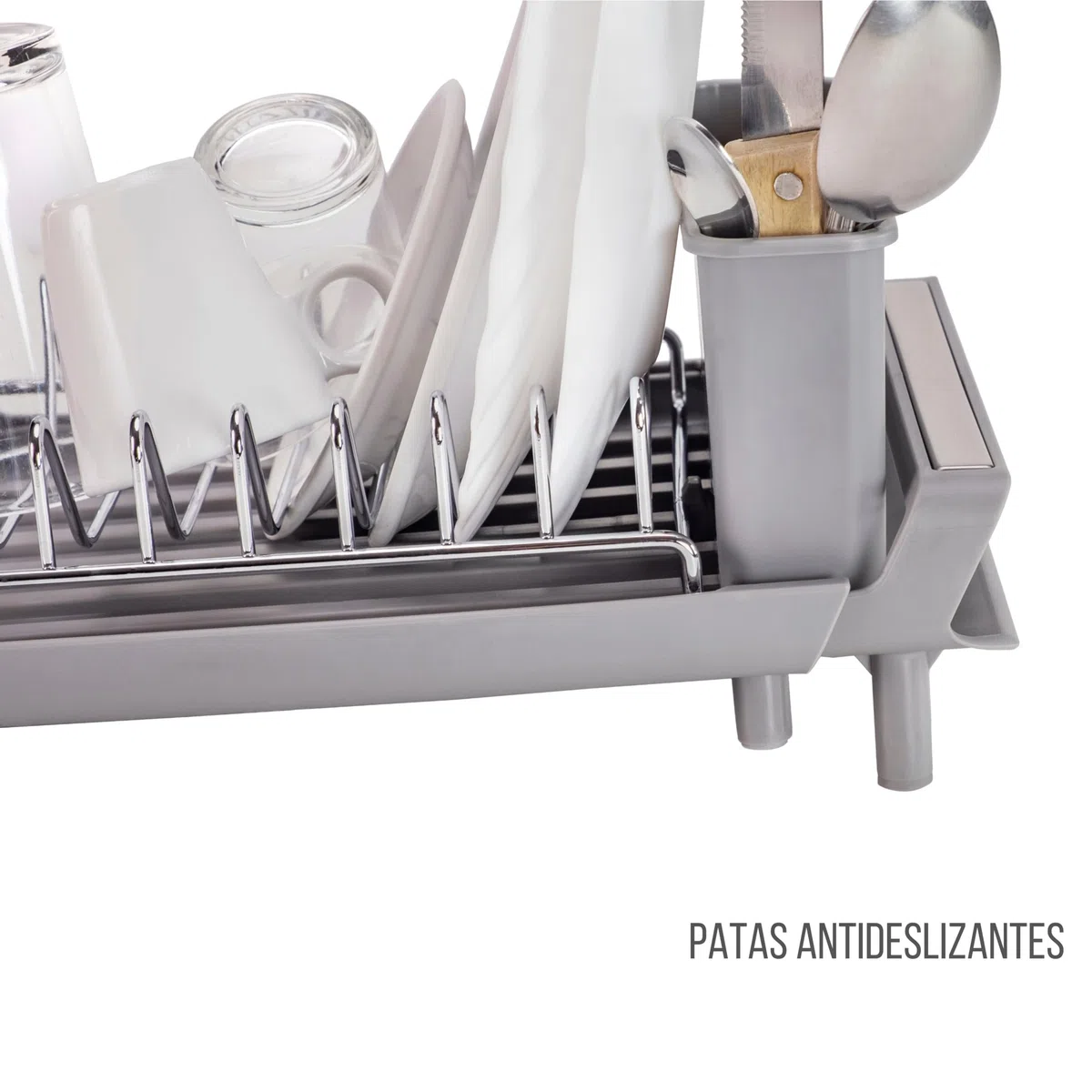 Erreke Escurreplatos Plegable, Escurridor de Platos, Drena al Fregadero, Rejilla de Acero Inoxidable, Escurre Platos Pequeño Compacto Encimera Cocina, Escurreplatos sobre Fregadero, 28x20 cm (Gris)