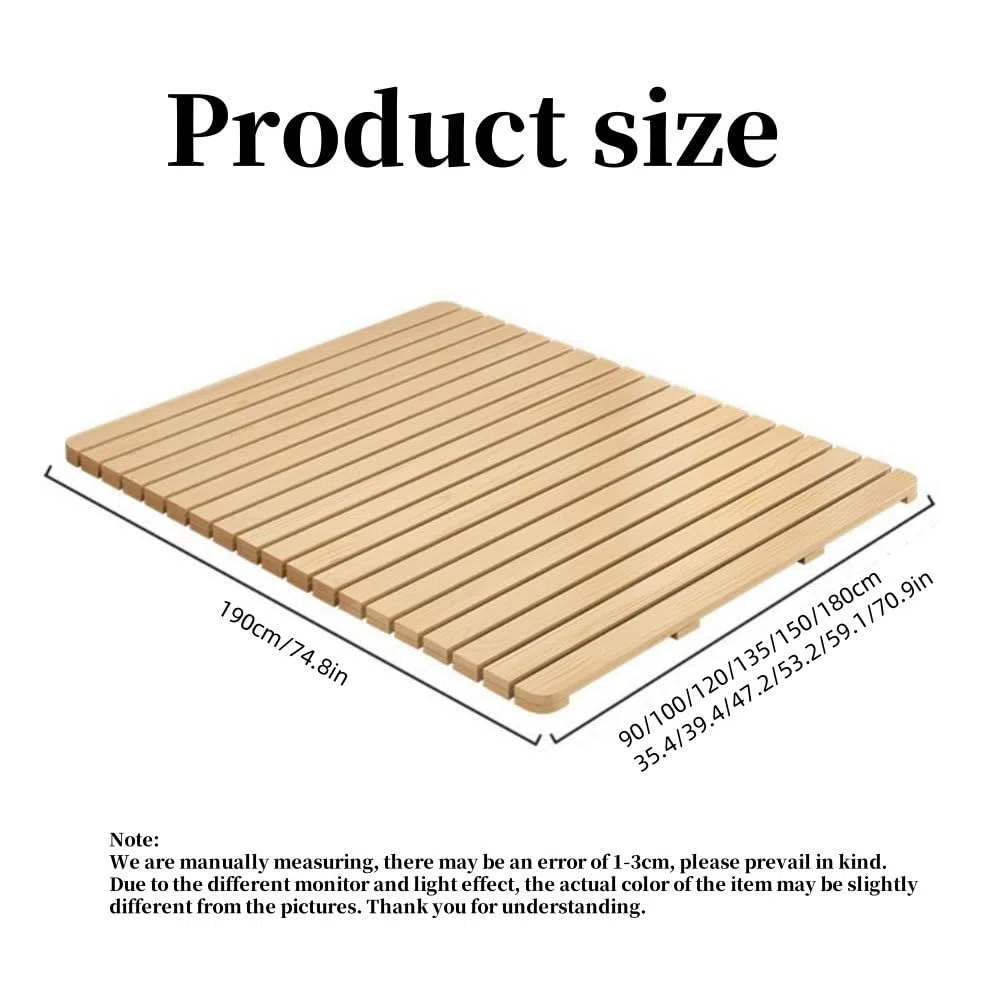 Futón portátil Enrollable de Madera Maciza, con Listones Plegables para Dormitorio y Sala de Estar, 190 x 90 cm, diseño Compacto, fácil de Guardar y Transportar.